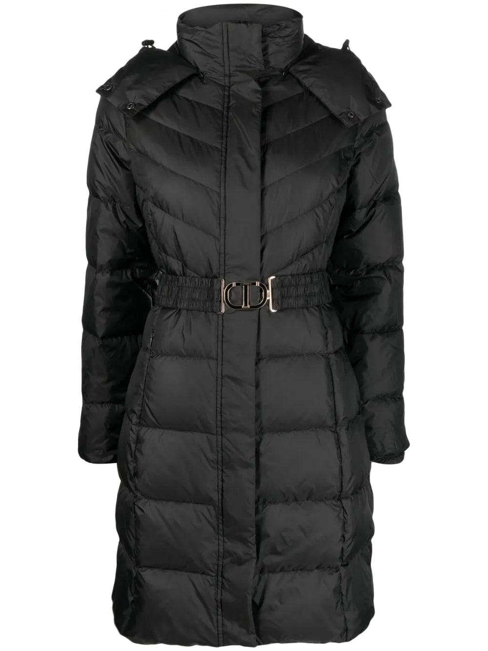 Hooded Belted Puffer Coat