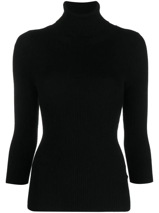Ribbed-Knit Roll-Neck Knitted Top