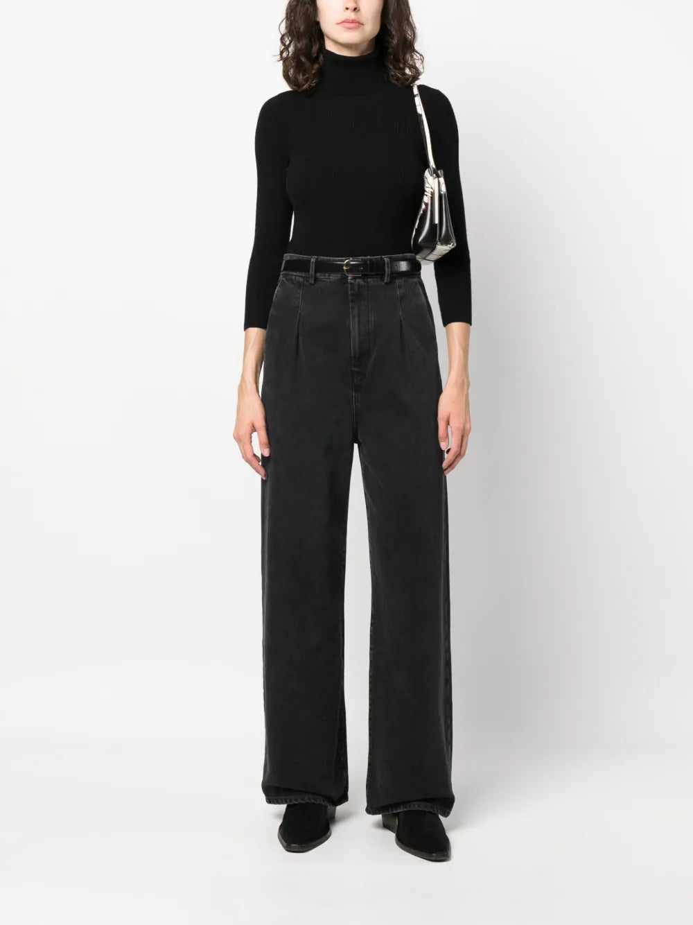 Ribbed-Knit Roll-Neck Knitted Top