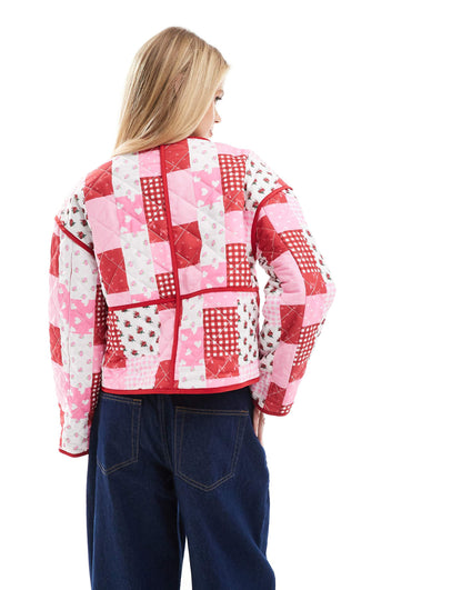 Exclusive Quilted Bow Tie Front Reversible Jacket