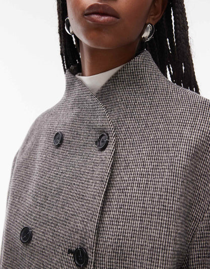 Wool Blend Jacket With High Neck Shawl Collar