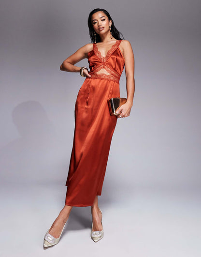 Petite Mimi Lace Cut-Out Slip Midaxi Dress