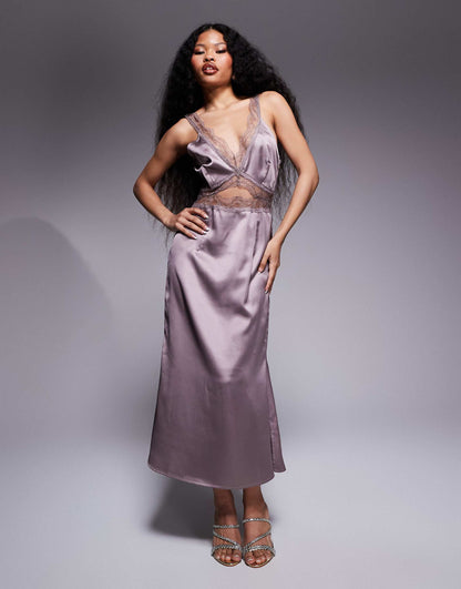Petite Lace Cut-Out Slip Maxi Dress
