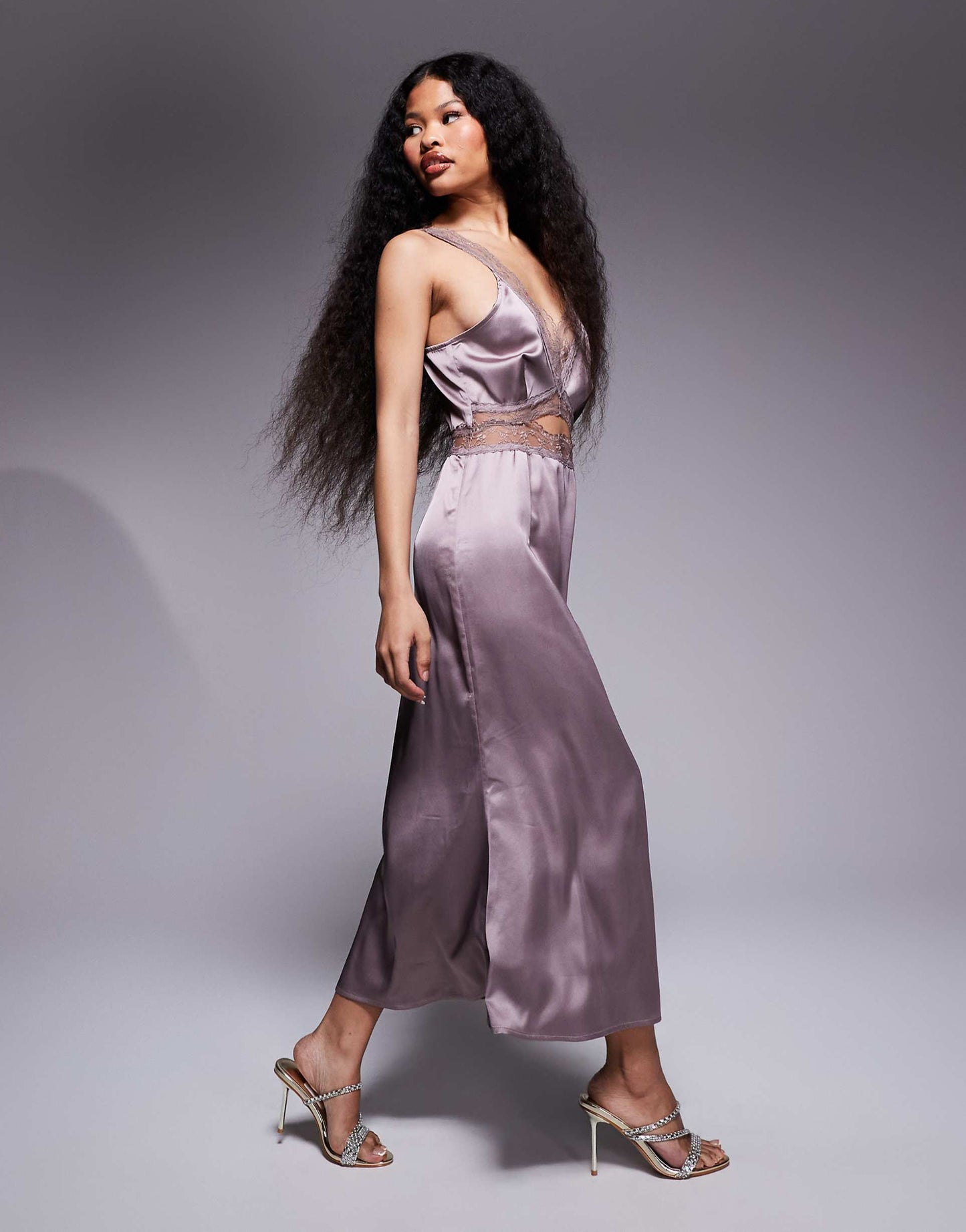 Petite Lace Cut-Out Slip Maxi Dress