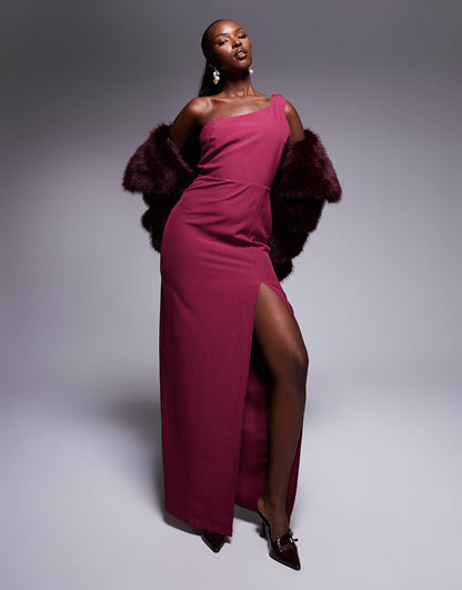 One Shoulder Maxi Dress With Tie Detail