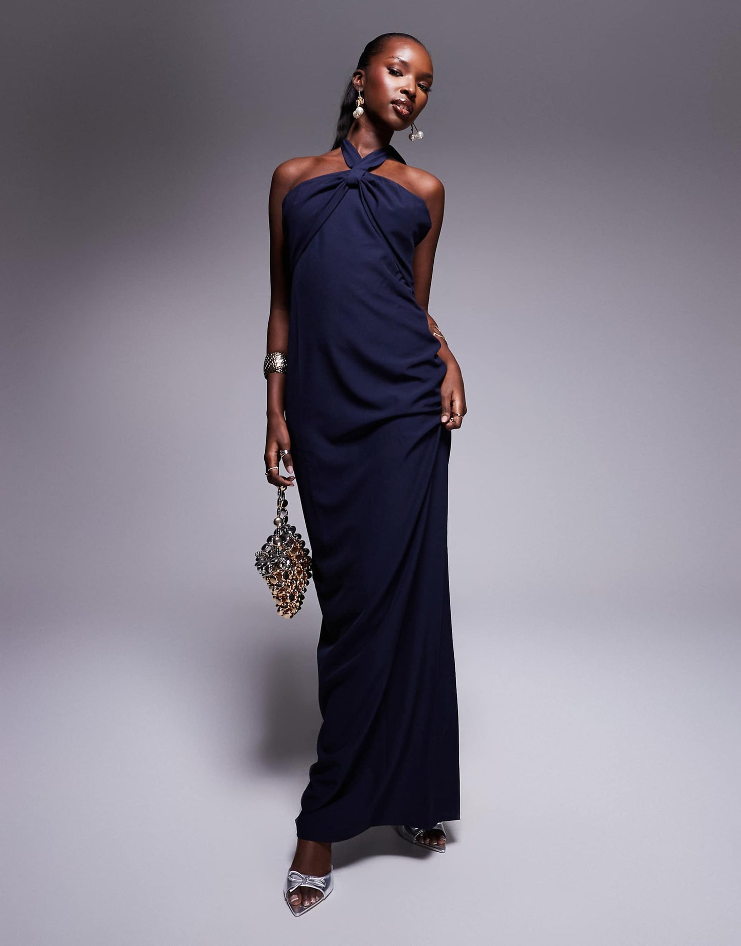 Halterneck Maxi Dress With Bow