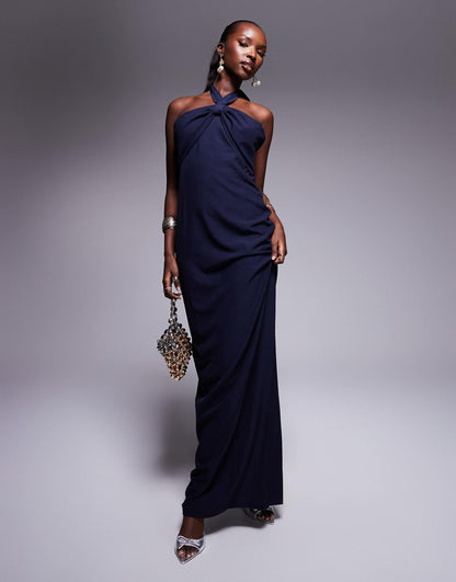 Halterneck Maxi Dress With Bow