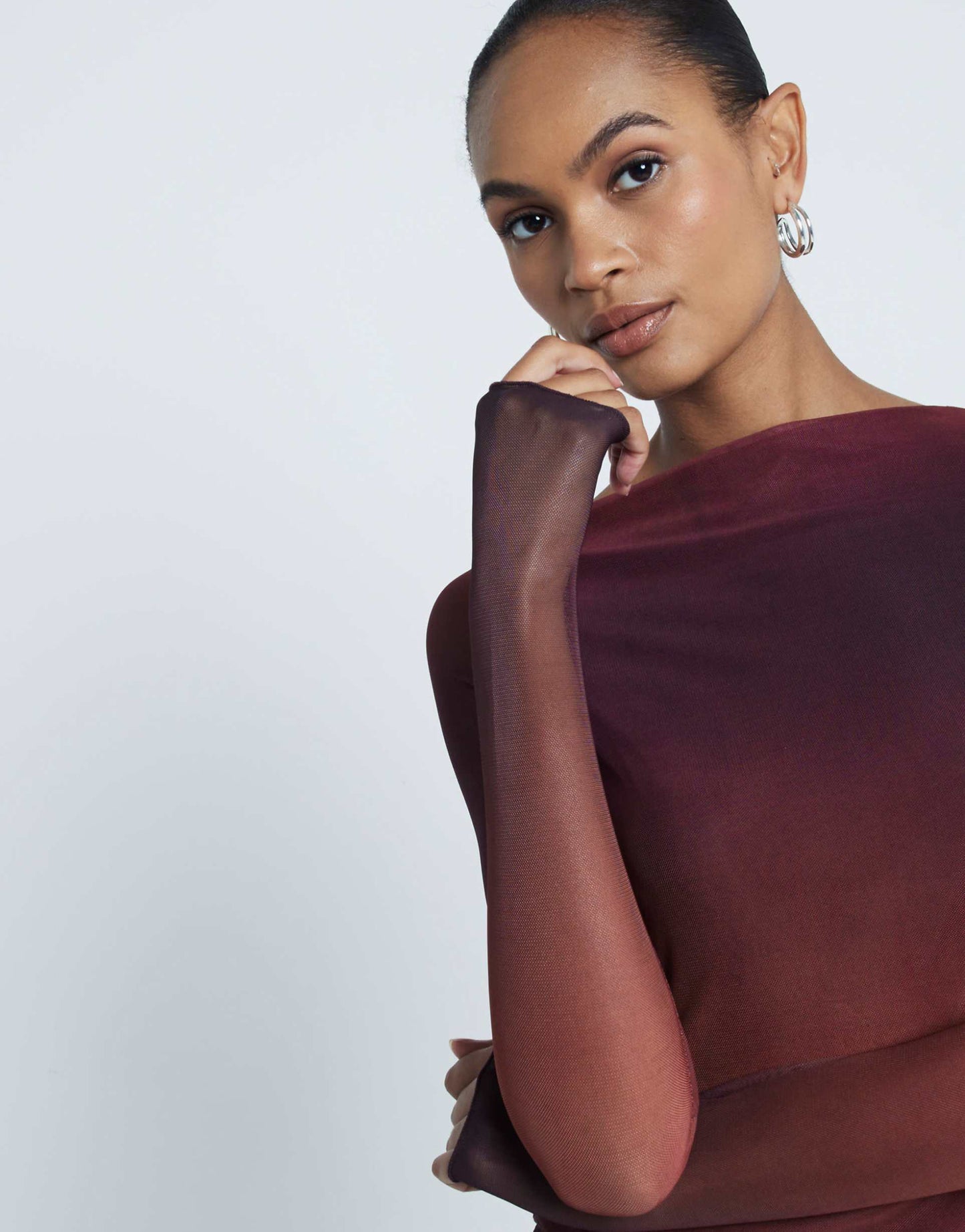 Mesh Ombre Print Top