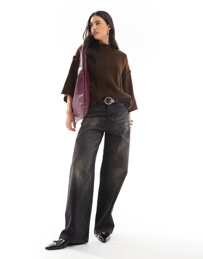 Knitted Fluffy Rib T Shirt Jumper