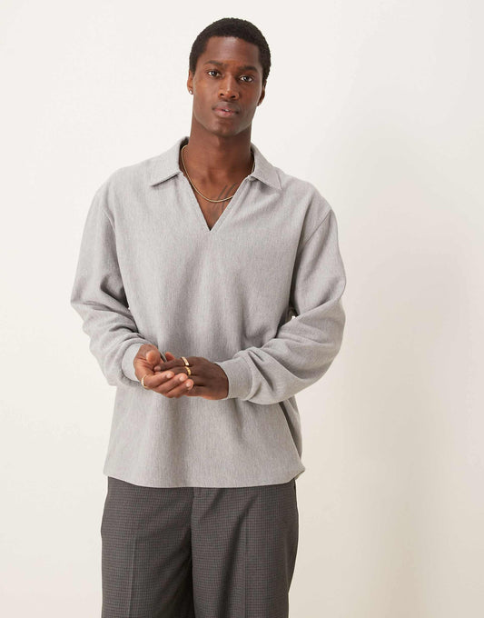 Oversized Ribbed Rugby Polo