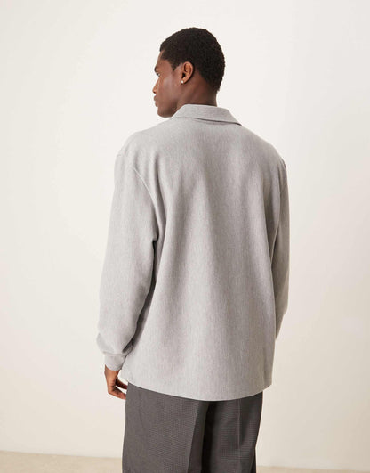 Oversized Ribbed Rugby Polo