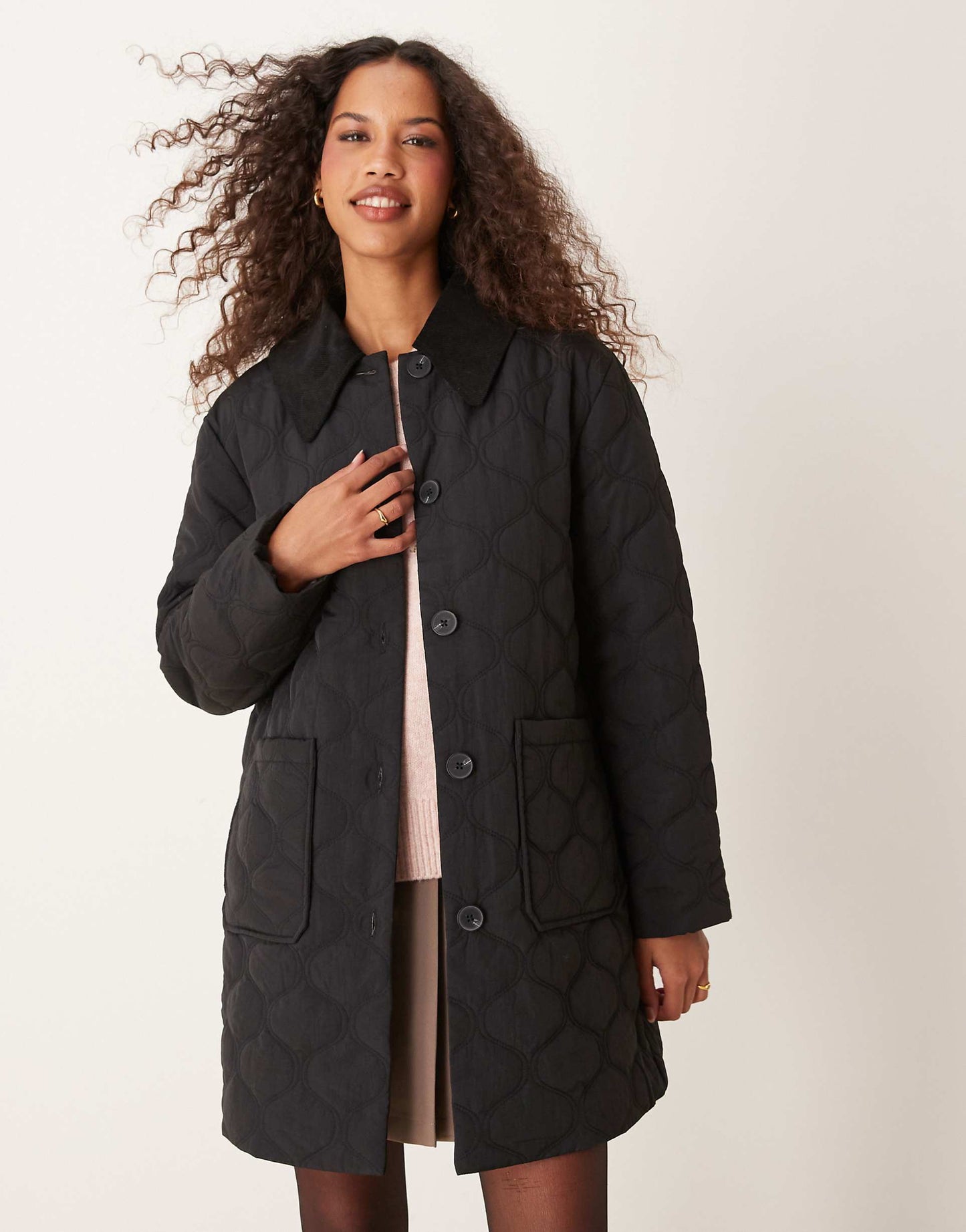 Longline Collared Quilted Jacket