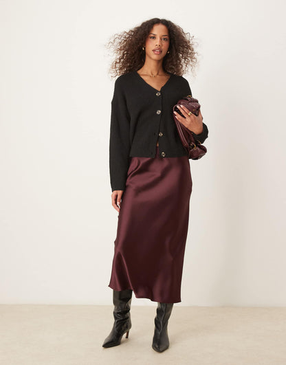 Boxy Button V Neck Cardigan