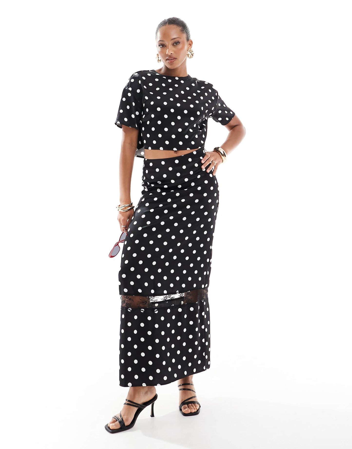 Cropped Satin Top Co-Ord
