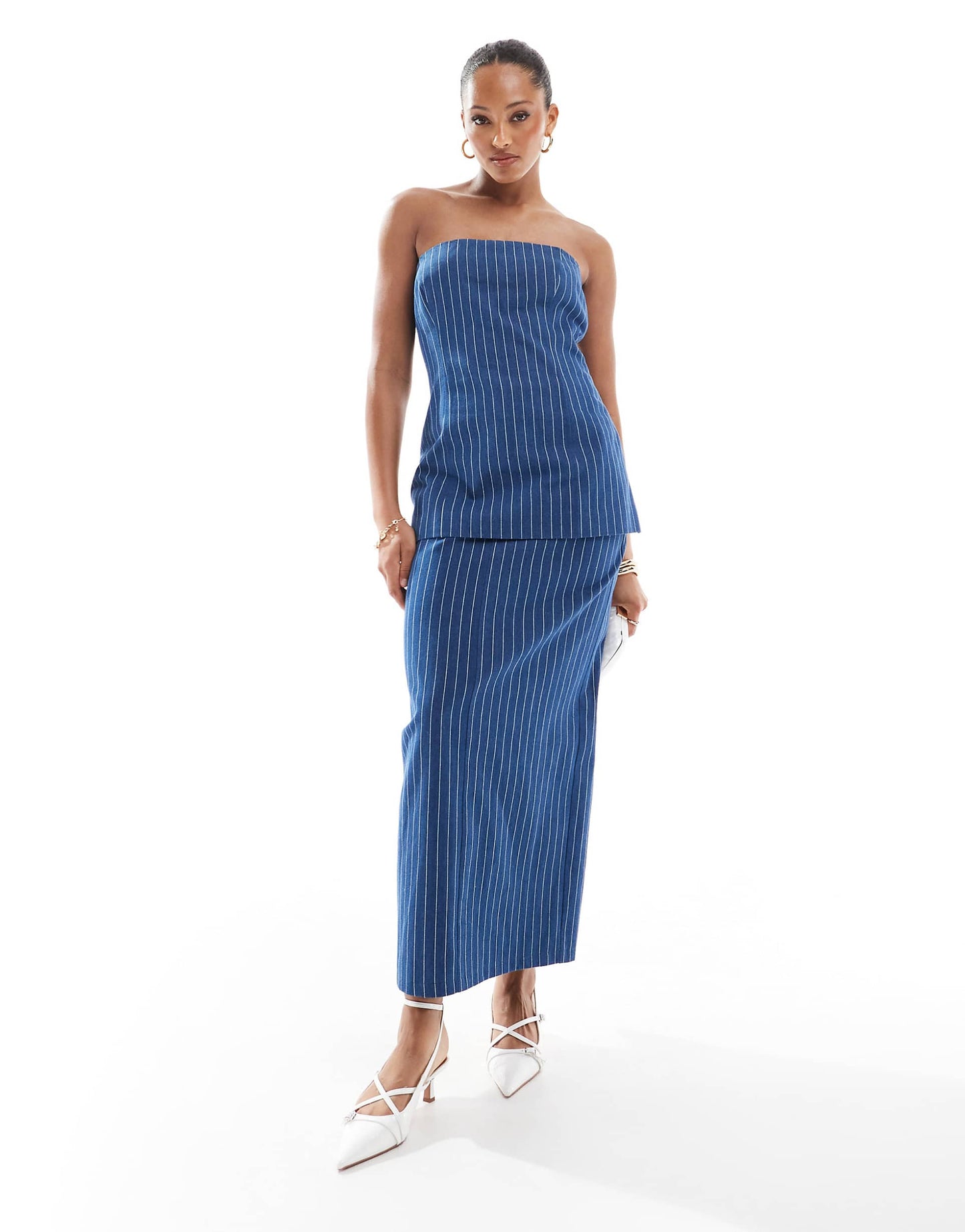 Tailored Bandeau Longline Top And Maxi Skirt Co-Ord