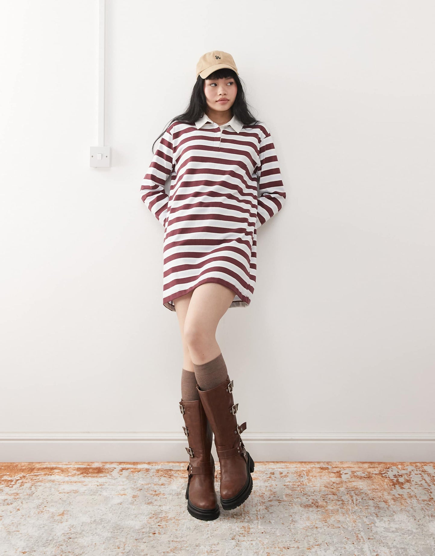 Stripe Rugby Long Sleeve Dress