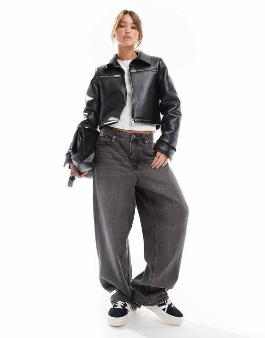 Bonded Leather Look Borg Harrington Jacket