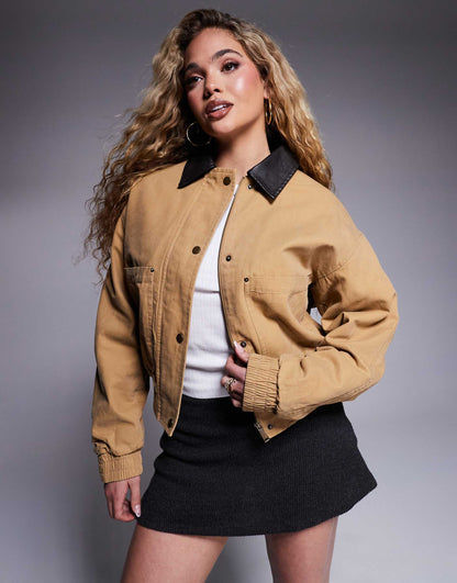 Faux Leather Bomber Jacket