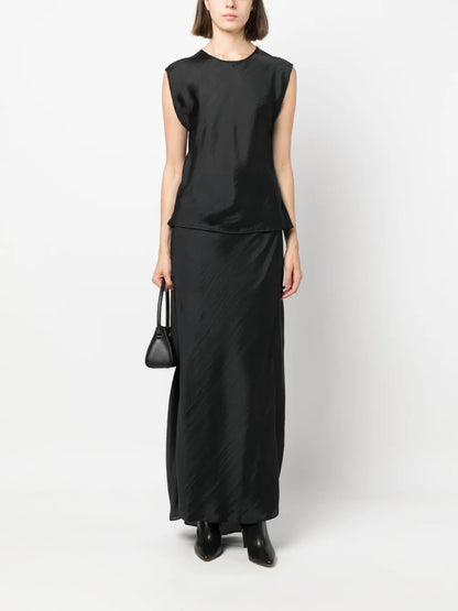 Satin-Finish Maxi Skirt
