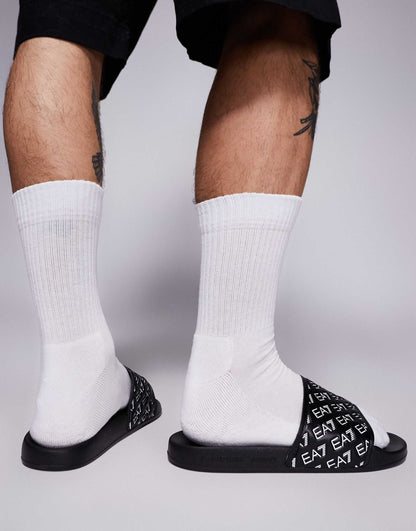 Armani Repeat Logo Beach Slides