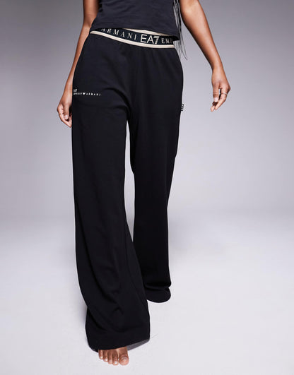Armani Wide Leg Trousers With Logo Waistband