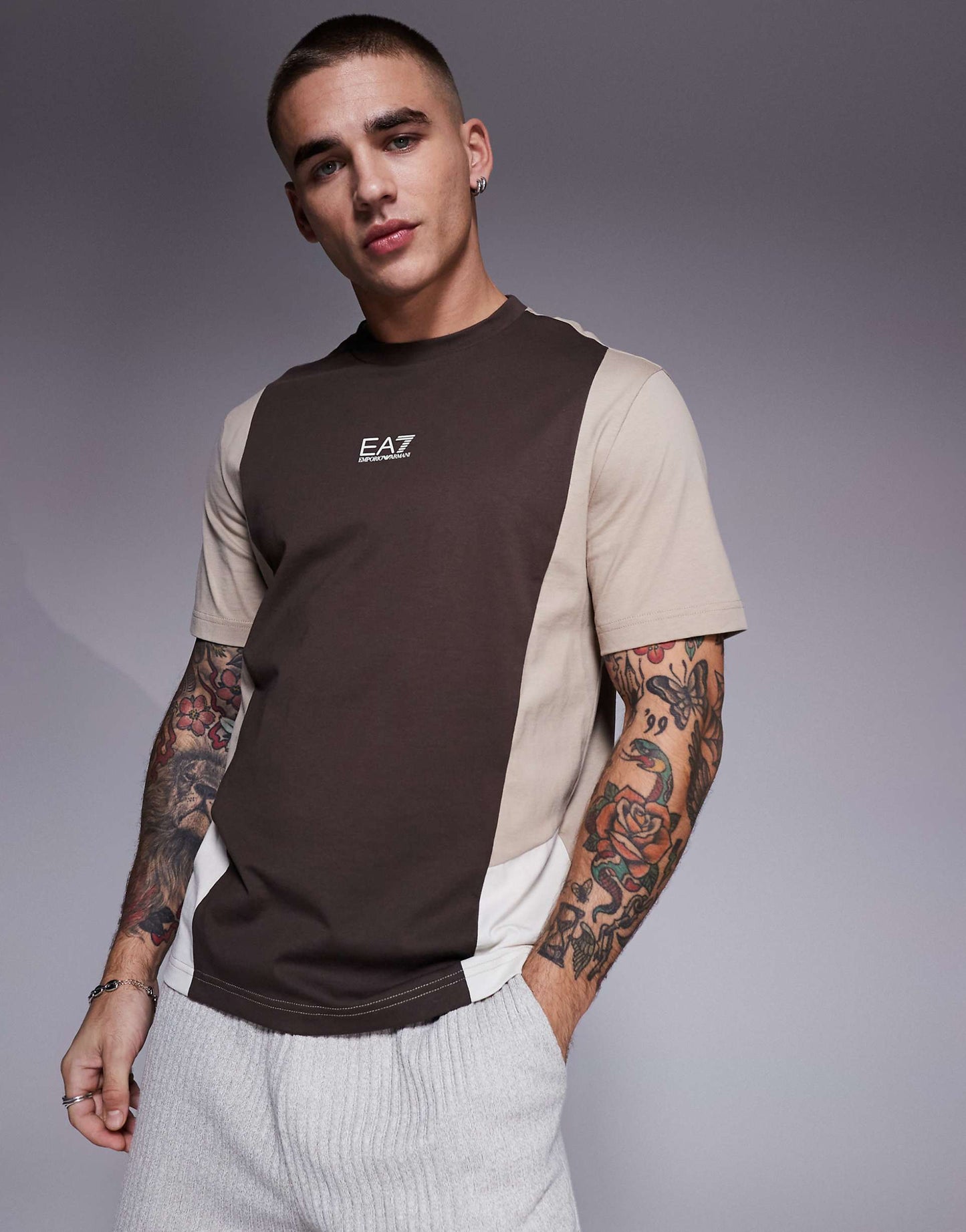Armani Colour Block Central Logo T-Shirt