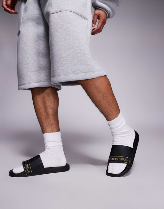 Armani Gold Logo Beach Slides