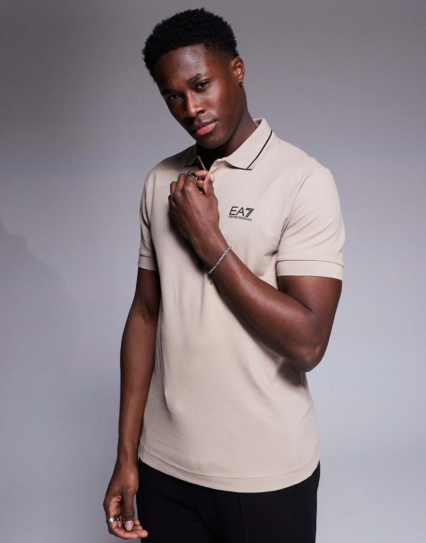 Armani Short Sleeve Tipped Logo Polo Shirt