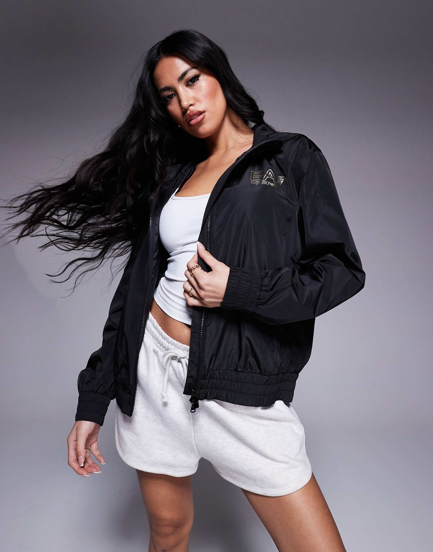 Armani Hooded Short Jacket With Gold Logo