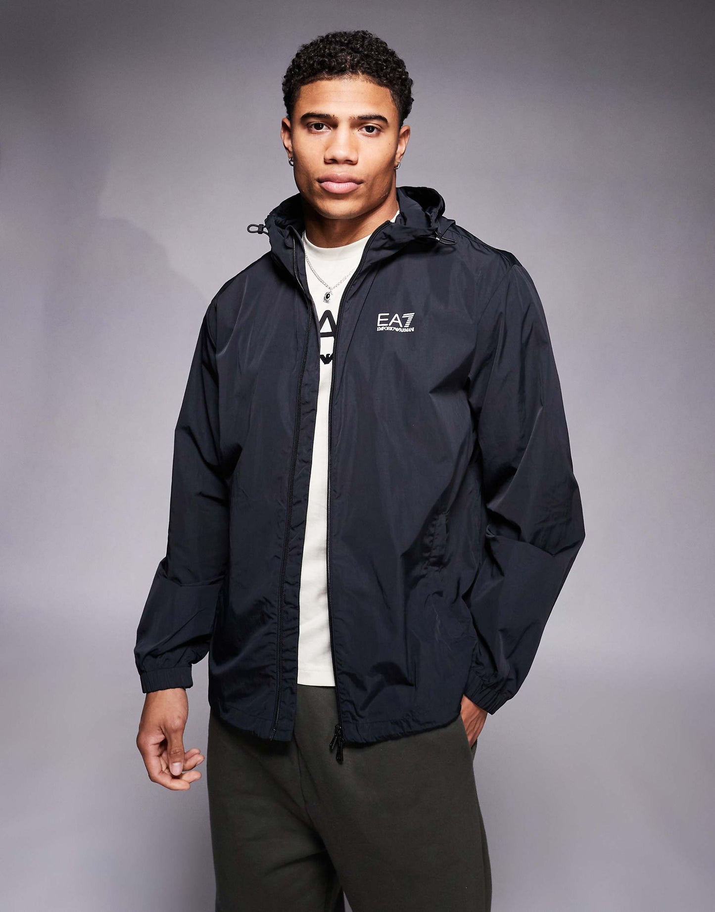 Armani Light Weight Hooded Logo Jacket