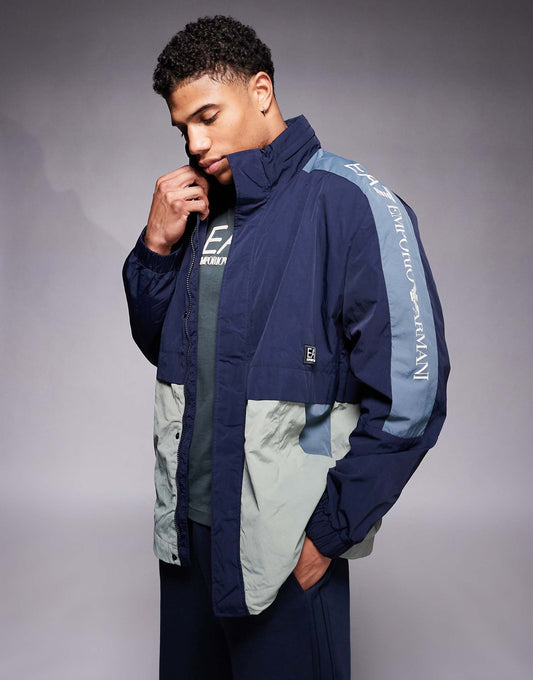 Armani Panelled Wind Breaker Jacket With Logo Tape Detail