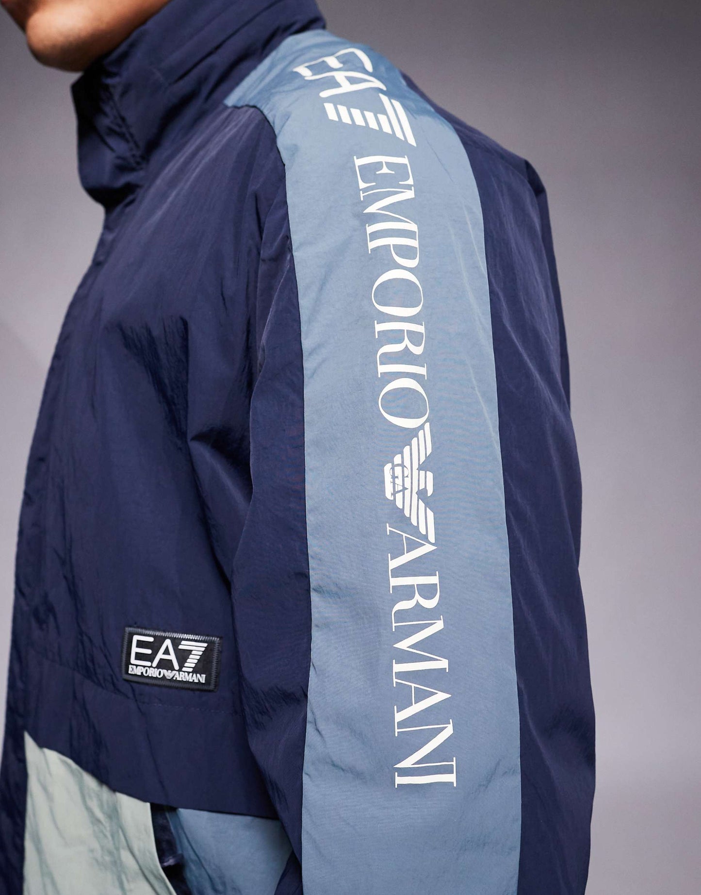 Armani Panelled Wind Breaker Jacket With Logo Tape Detail