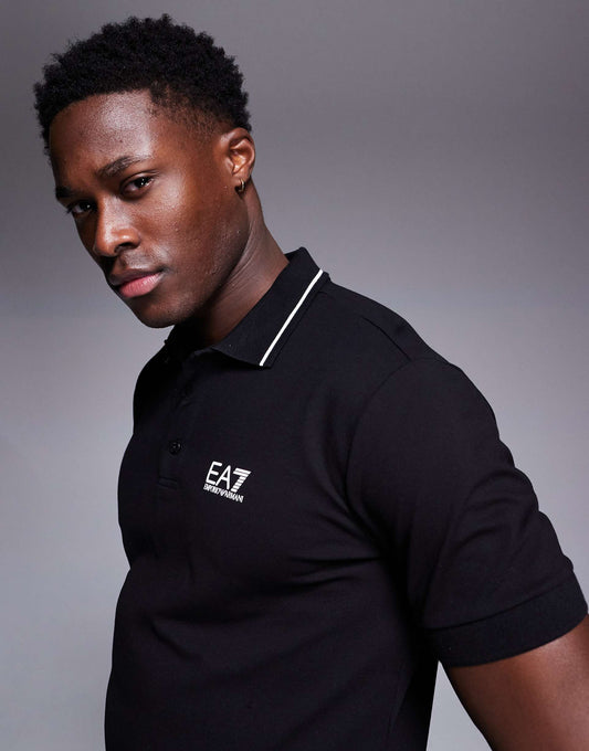 Armani Short Sleeve Tipped Logo Polo Shirt