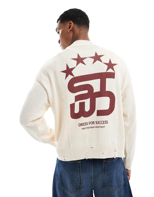 Stwd Back Printed Knitted Jumper