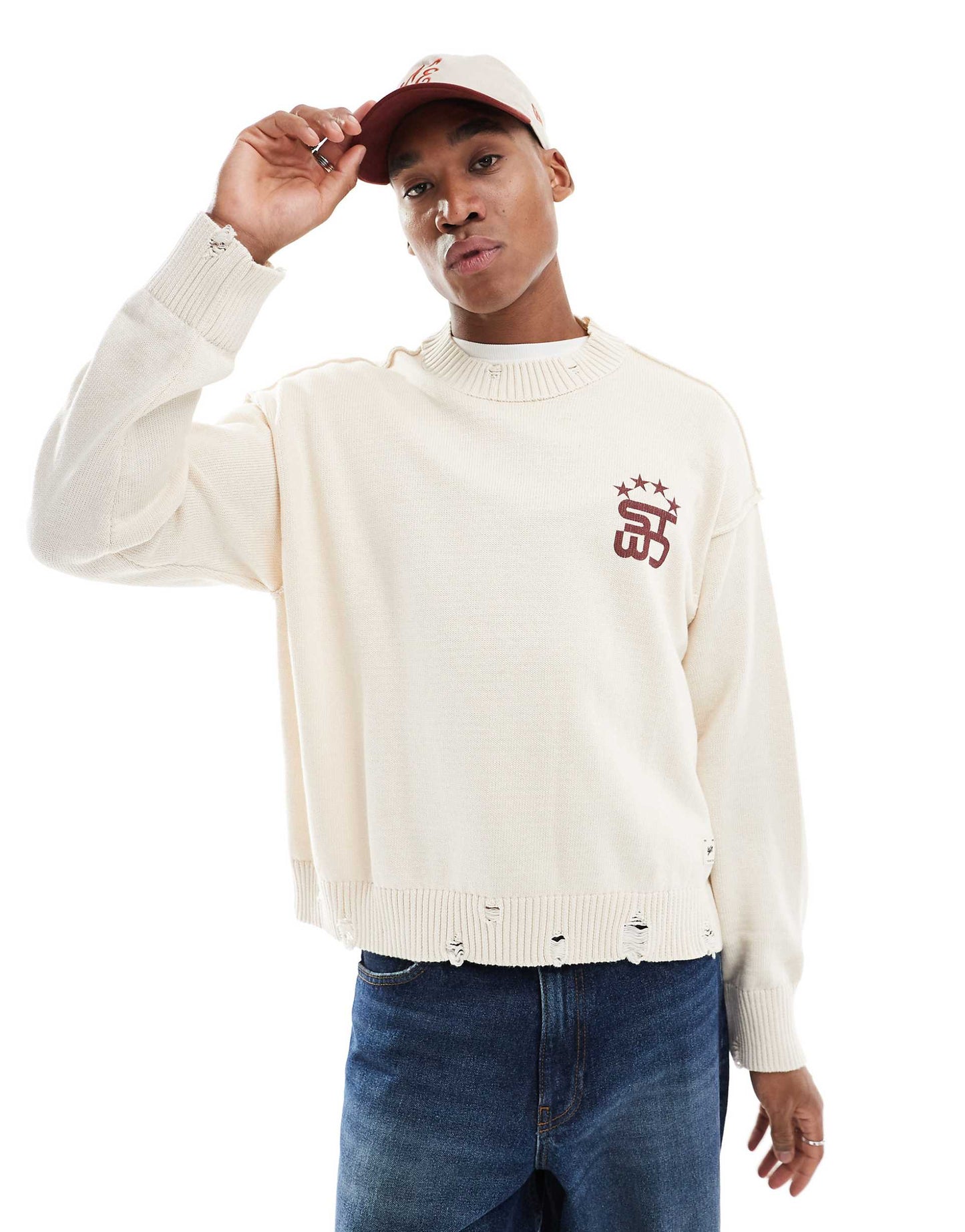 Stwd Back Printed Knitted Jumper