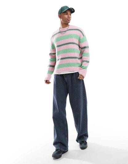 Fluffy Knitted Stripe Jumper