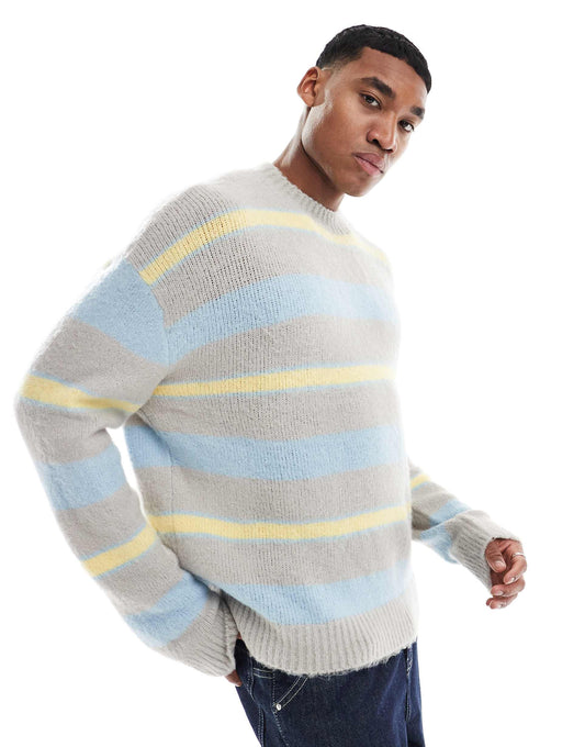 Fluffy Stripe Knitted Jumper
