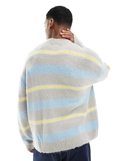 Fluffy Stripe Knitted Jumper