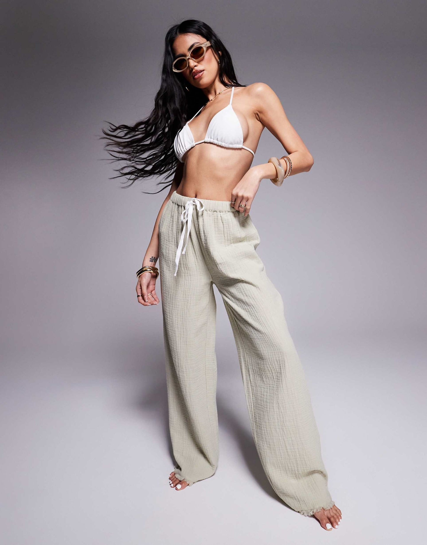 Callie Cheesecloth Frayed Beach Trouser