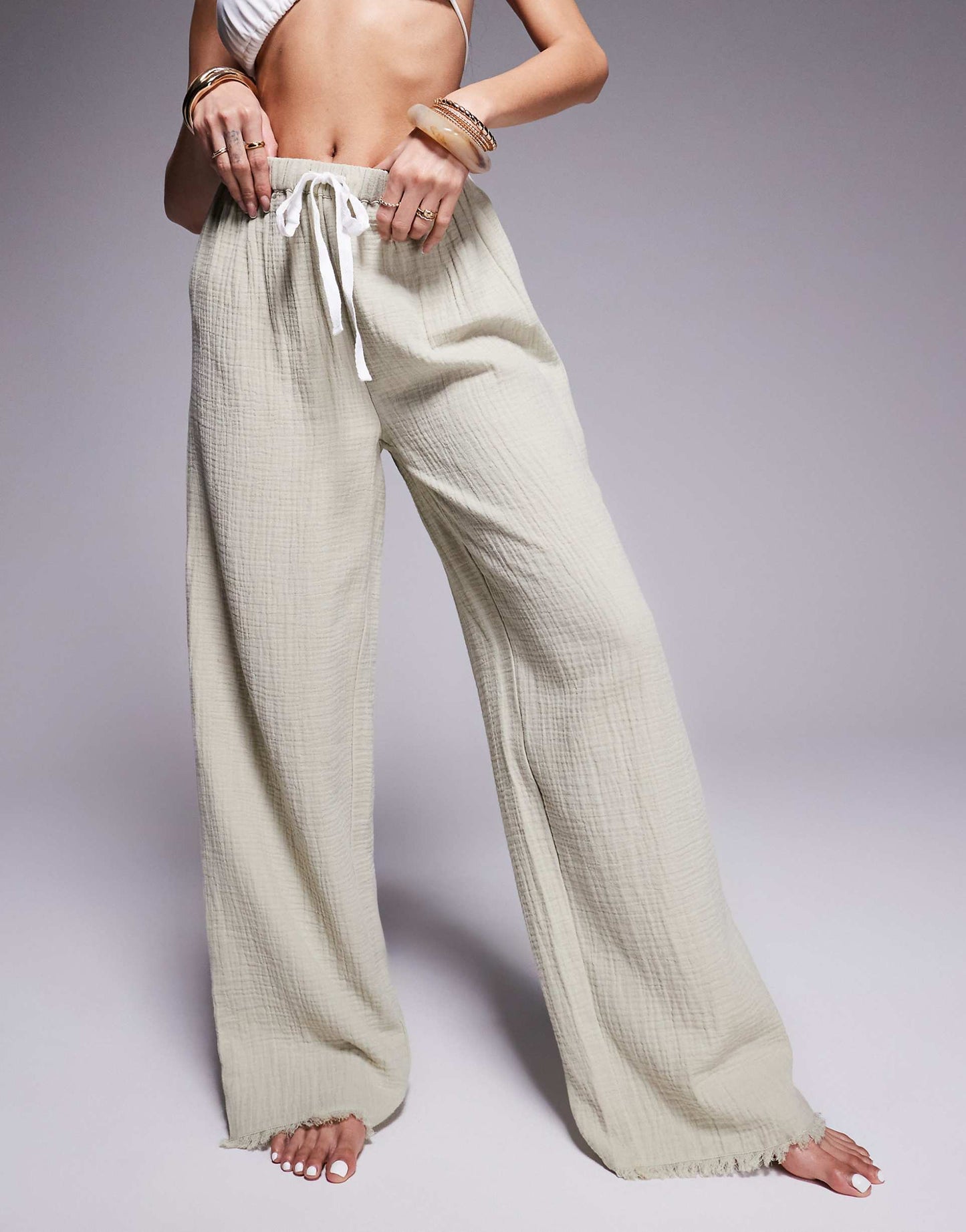 Callie Cheesecloth Frayed Beach Trouser