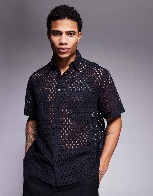 Premium Boxy Oversized Broderie Shirt
