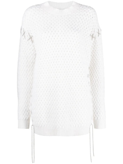 Decorative-Stitches Knitted Minidress