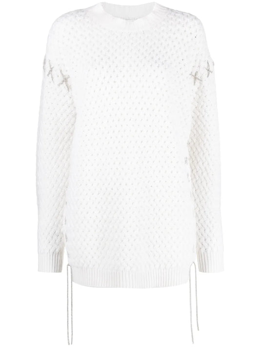 Decorative-Stitches Knitted Minidress