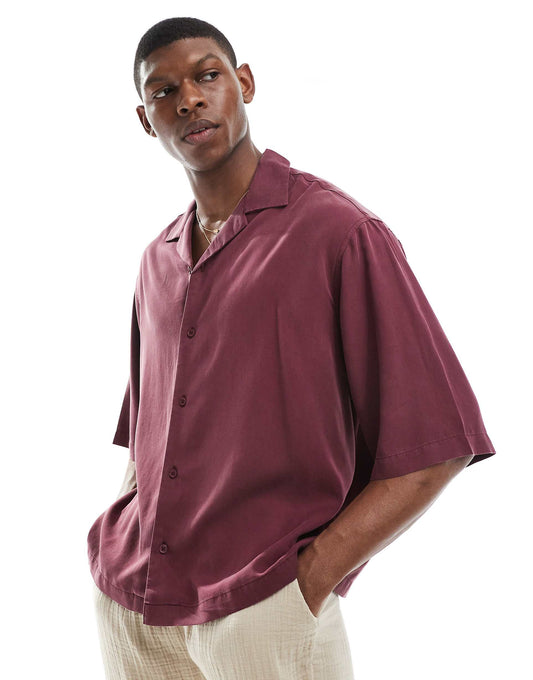 Boxy Oversized Revere Shirt With Half Sleeve