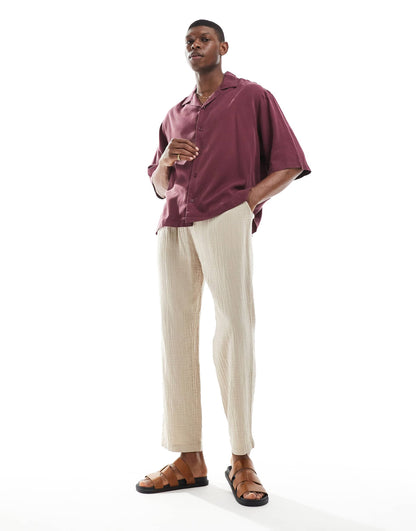 Boxy Oversized Revere Shirt With Half Sleeve