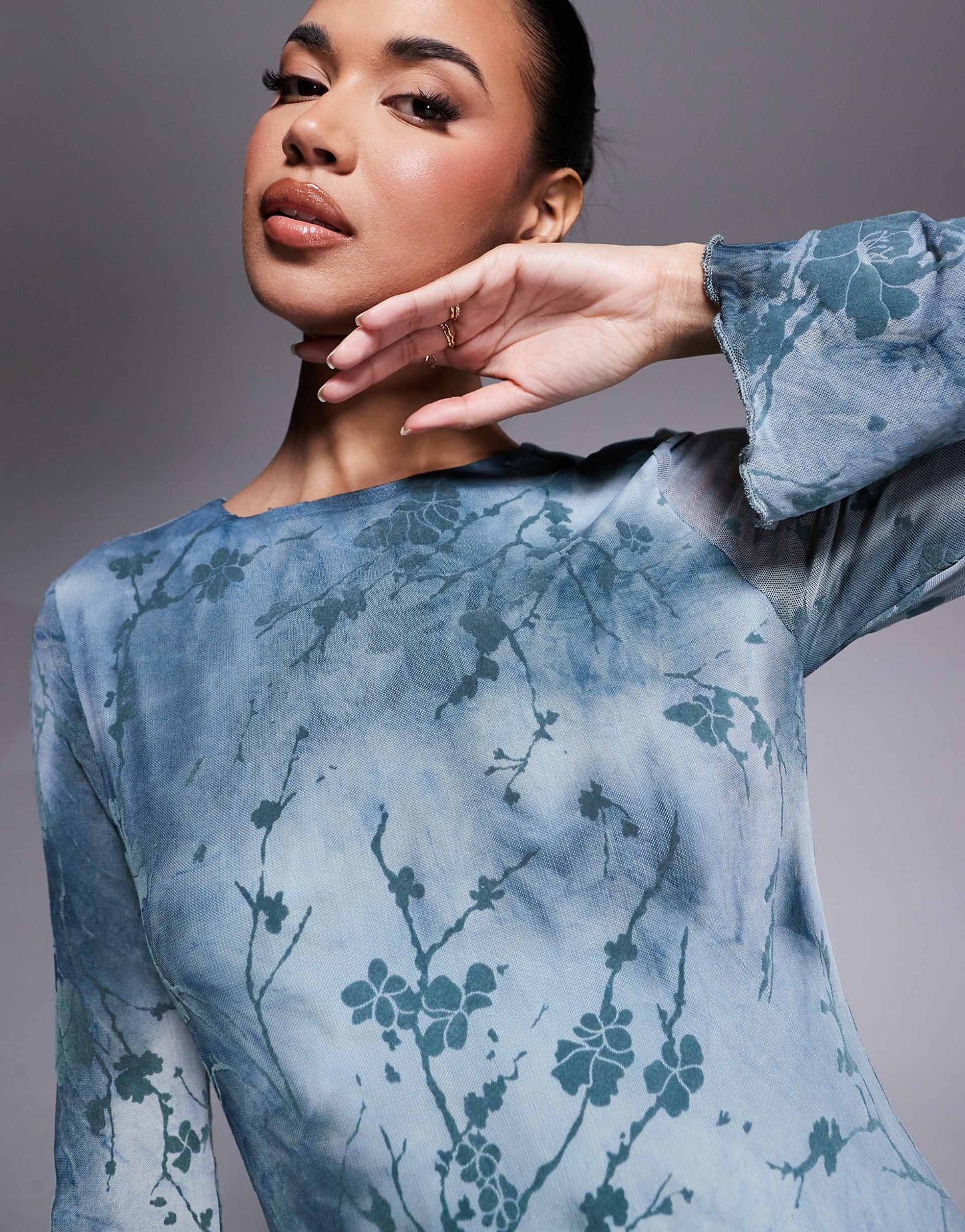 London Flare Sleeve Sheer Detail Maxi Dress