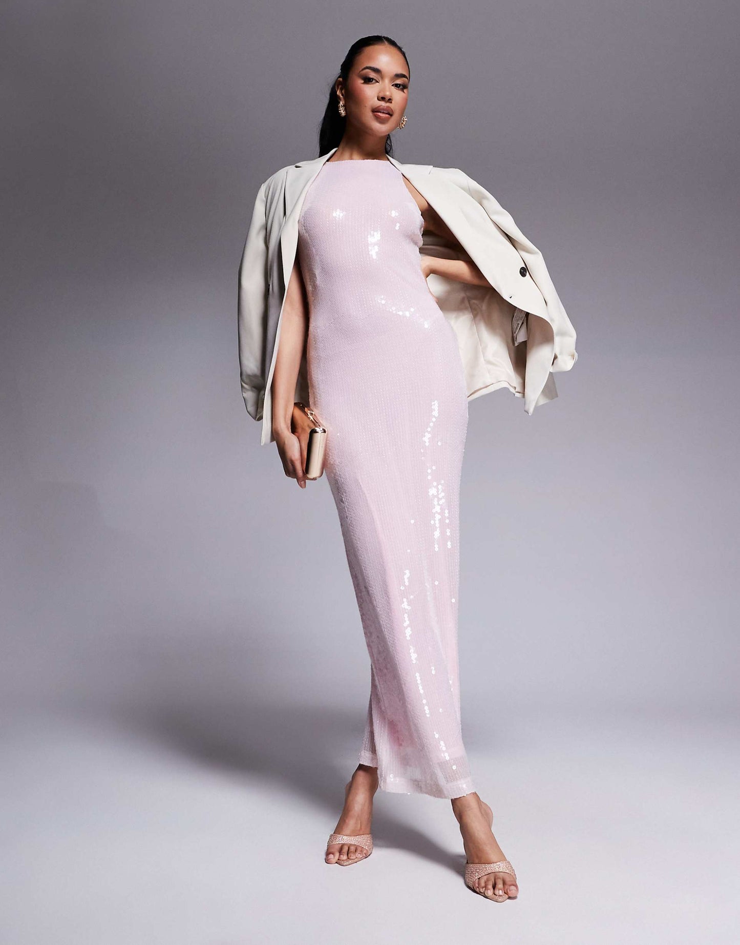 London Exclusive Sequin Racerneck Maxi Dress