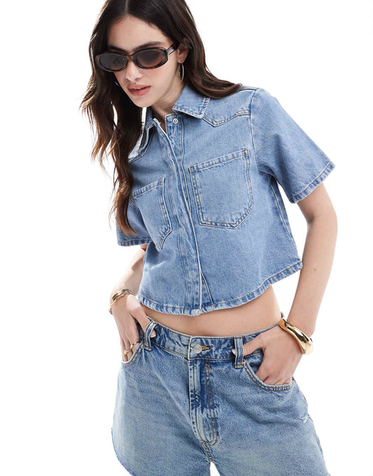 Denim Crop Shirt