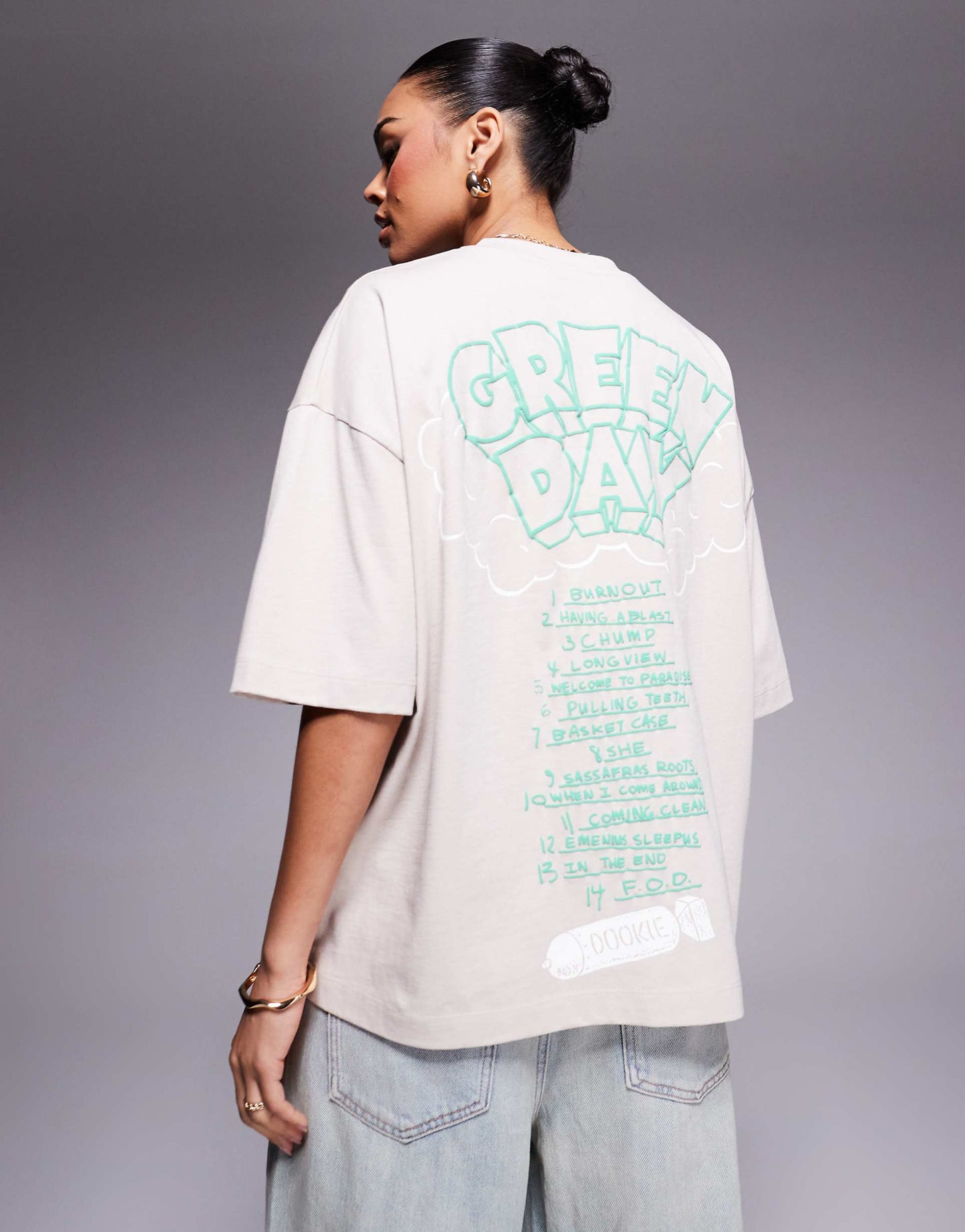 Unisex Boxy Oversized License T-Shirt With Green Day Prints