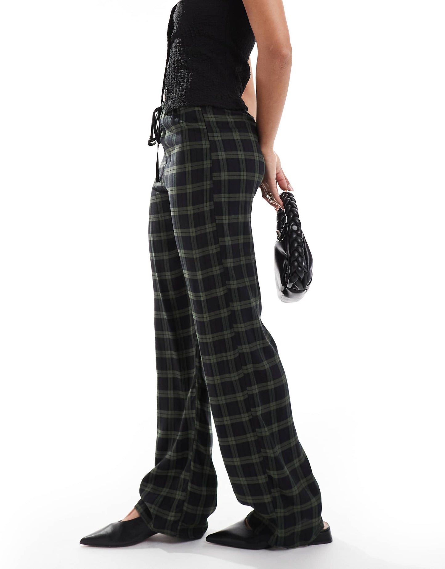 Wide Leg Tartan Check Trousers